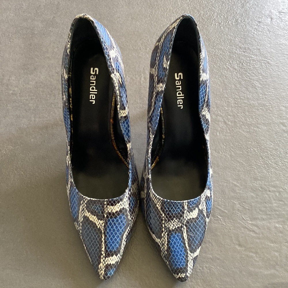 Sandler Blue Snakeskin Pumps